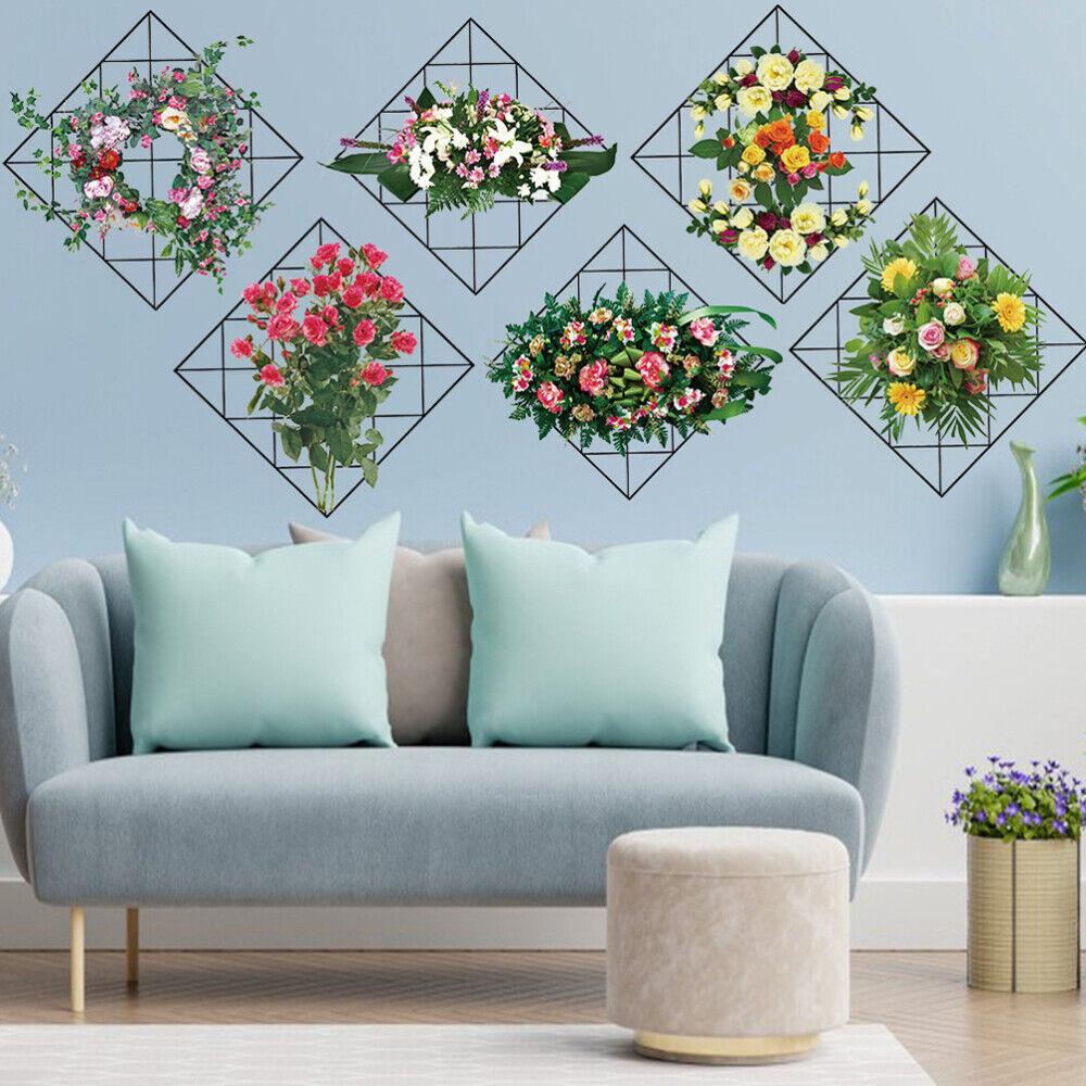 Home Wall Art Grid Flower Pattern Sticker