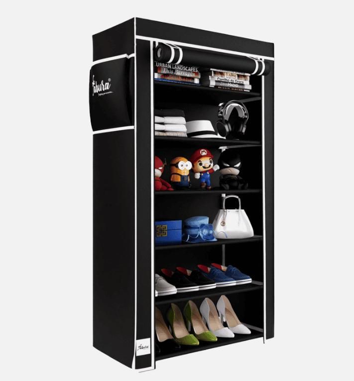6-Rack Collapsible Wardrobe & Shoe Organizer