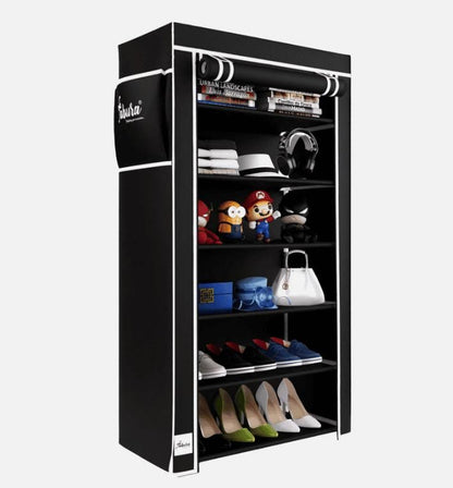 6-Rack Collapsible Wardrobe & Shoe Organizer