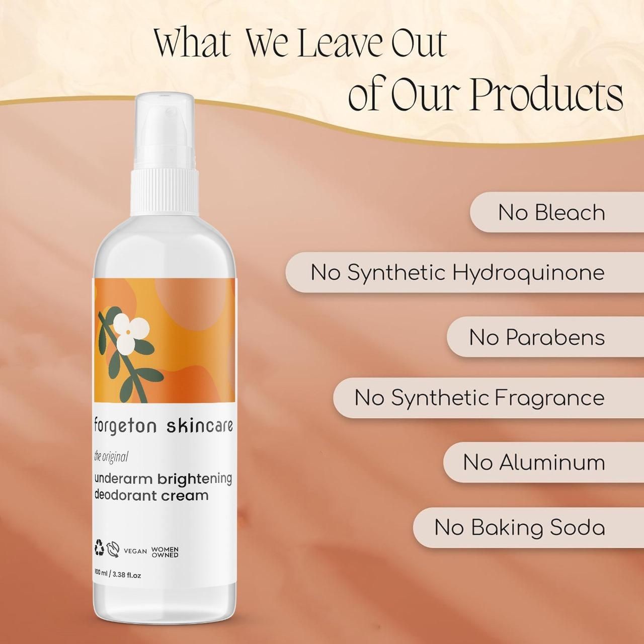 Forgotten Skincare Underarm Brightening Deodorant Cream 200ml (Pack of 2)